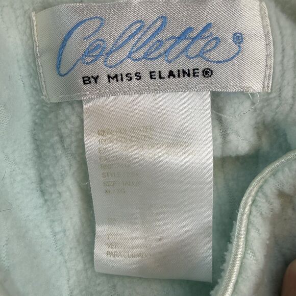 Collette Miss Elaine Robe Women XL Mint Green Fleece Snap Button Housecoat - Picture 3 of 7